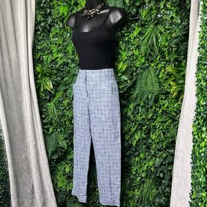 Club Monaco Pants Size 00 Women's‎ Blue Plaid Tweed Career Rolled Hem 3247